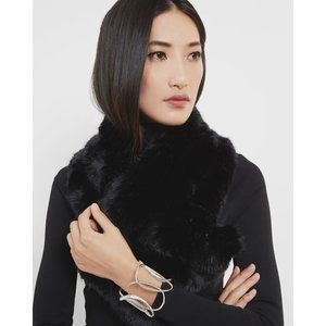 NWT Ted Baker UNA Black Faux Fur Scarf / Neck Wrap MSRP $165